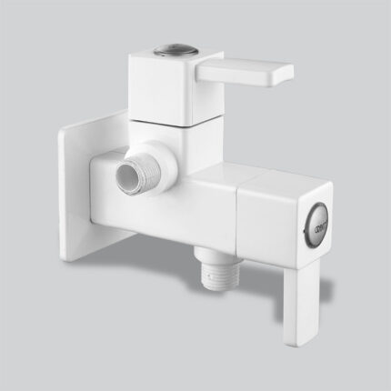 Angle Cock 2 in 1 with Flange & Silicon Seal White