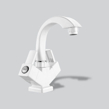 Centre Hole Basin Mixer White