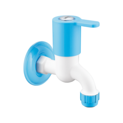 Bib Cock with Flange & Silicon Seal Blue