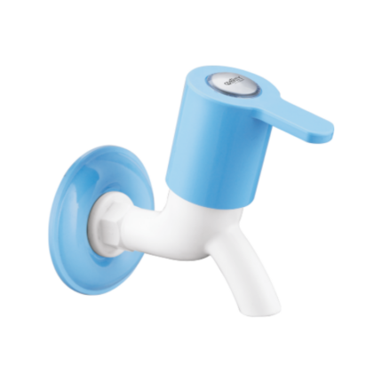 Bib Cock Cascade 45° with Flange Blue