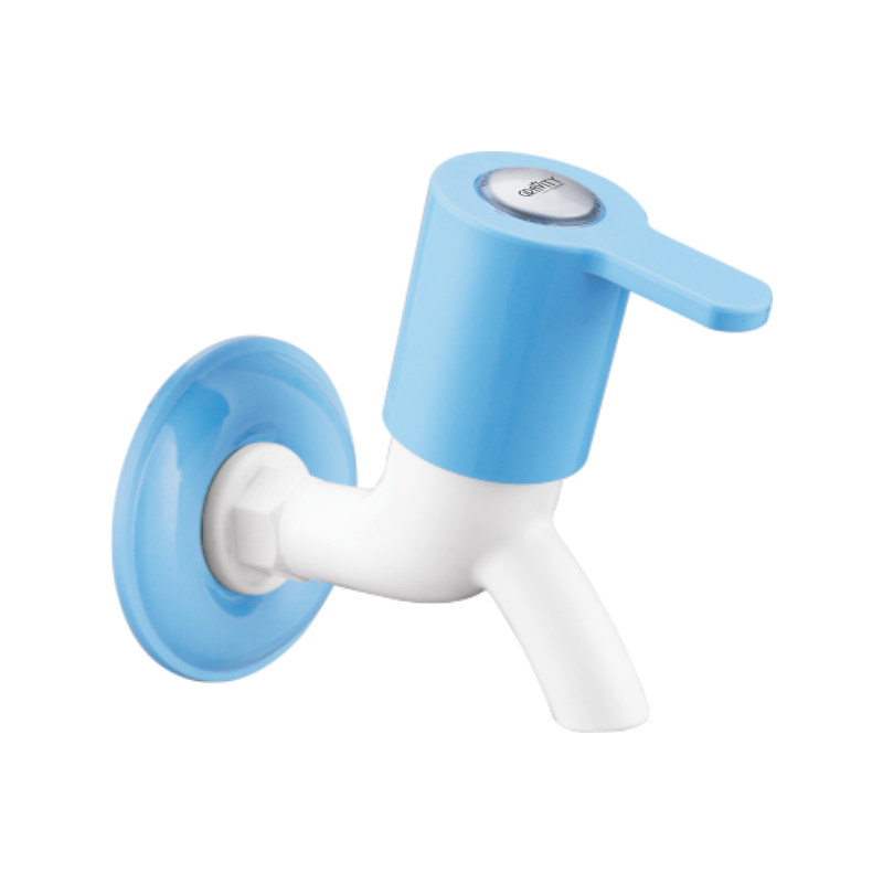 Bib Cock Cascade 45° with Flange Blue