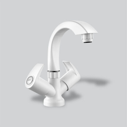 Mars White Centre Hole Basin Mixer