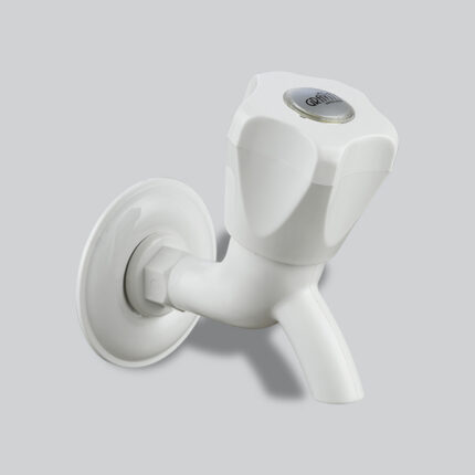 Bib Cock Cascade 45° with Flange White Juipter