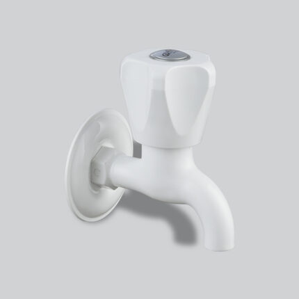 Bib Cock Cascade 90°with Flange White