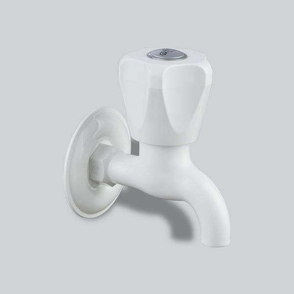 Bib Cock Cascade 90°with Flange White