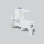 2 in 1 Angle Cock with Flange & Silicon Seal White