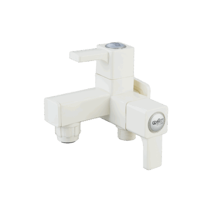 2 in 1 Bib Cock with Flange & Silicon Seal Ivory