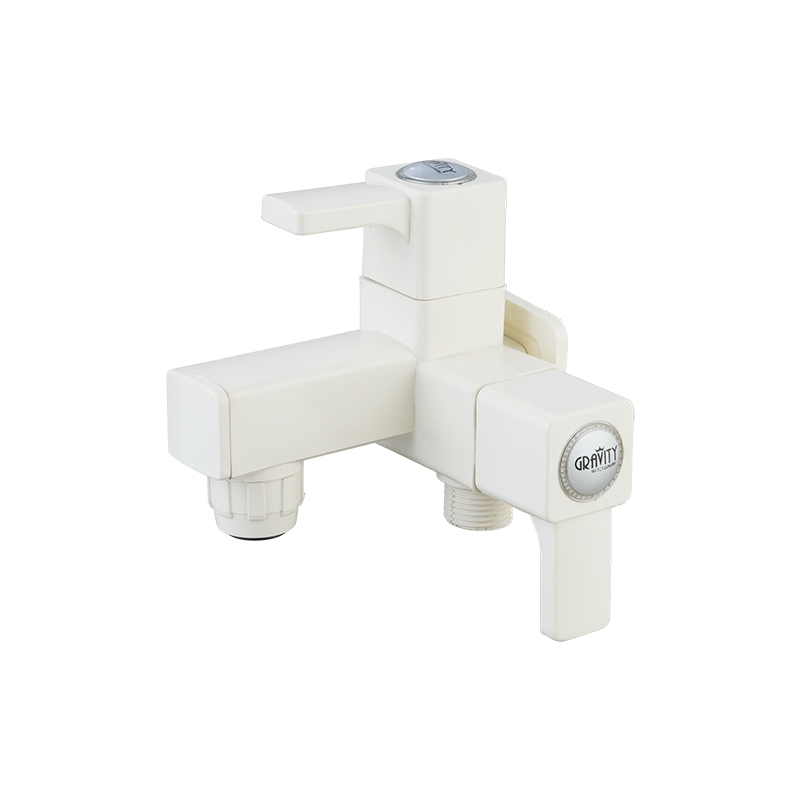 2 in 1 Bib Cock with Flange & Silicon Seal Ivory