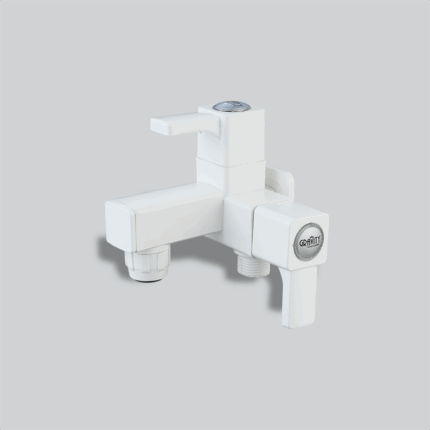 2 in 1 Bib Cock with Flange & Silicon Seal White