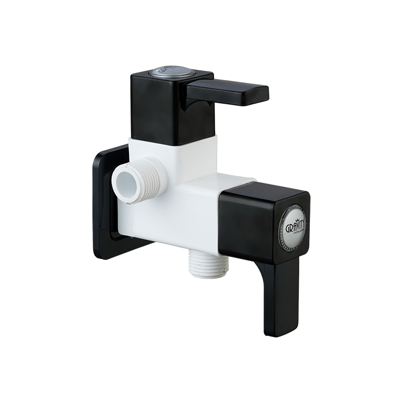 2 in 1 Angle Cock with Flange & Silicon Seal Black