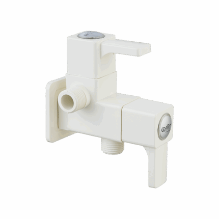 2 in 1 Angle Cock with Flange & Silicon Seal Ivory