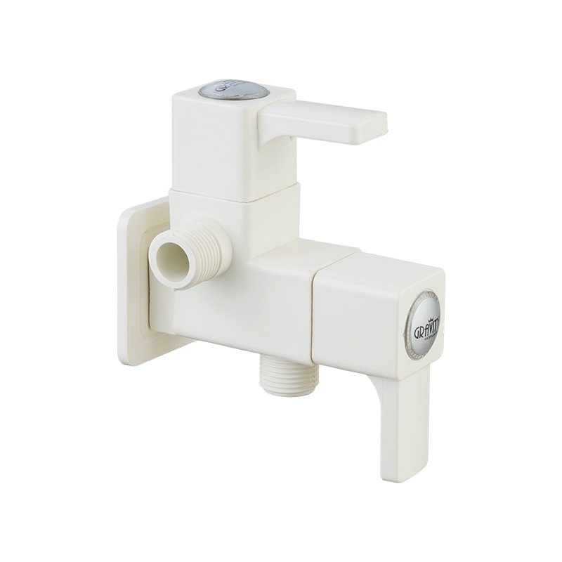 2 in 1 Angle Cock with Flange & Silicon Seal Ivory