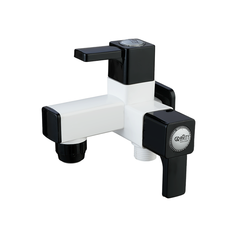 2 in 1 Bib Cock with Flange & Silicon Seal Black