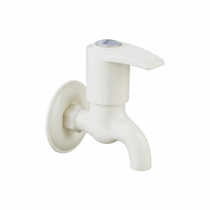 Bib Cock Cascade 90°with Flange Ivory