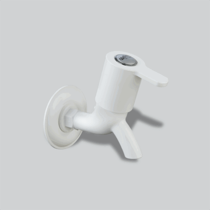 Bib Cock Cascade 45° with Flange White