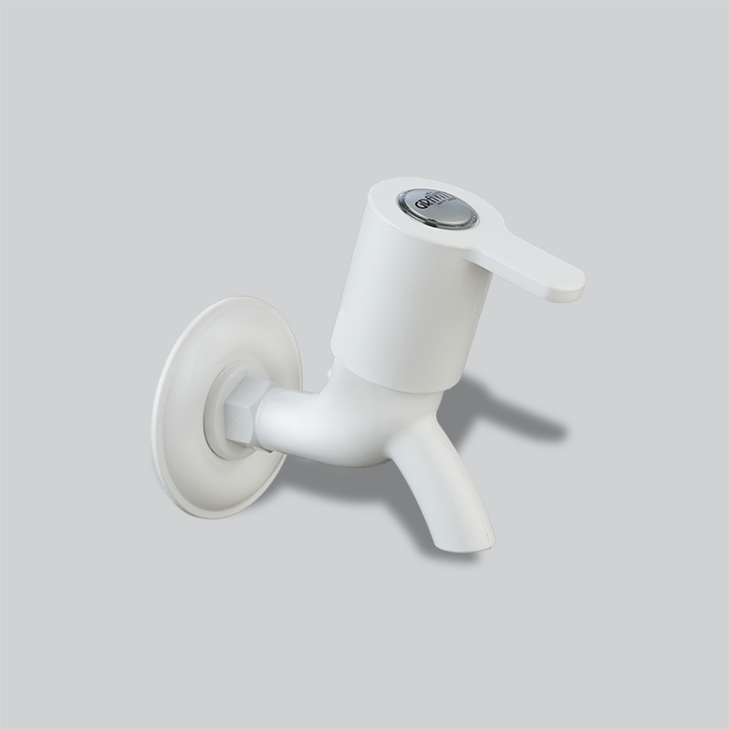 Bib Cock Cascade 45° with Flange White