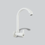 Sink Cock Long Spout with Flange White