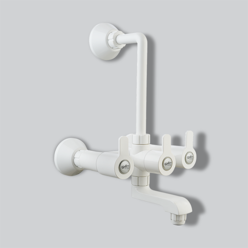 Wall Mixer with ‘L’ Bend with 3 in 1 DIY Key & Silicon Seal White