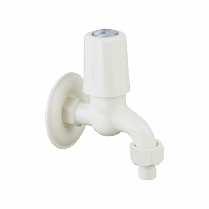 Washing Machine Tap with Connectors, Flange & Silicon Seal Ivory